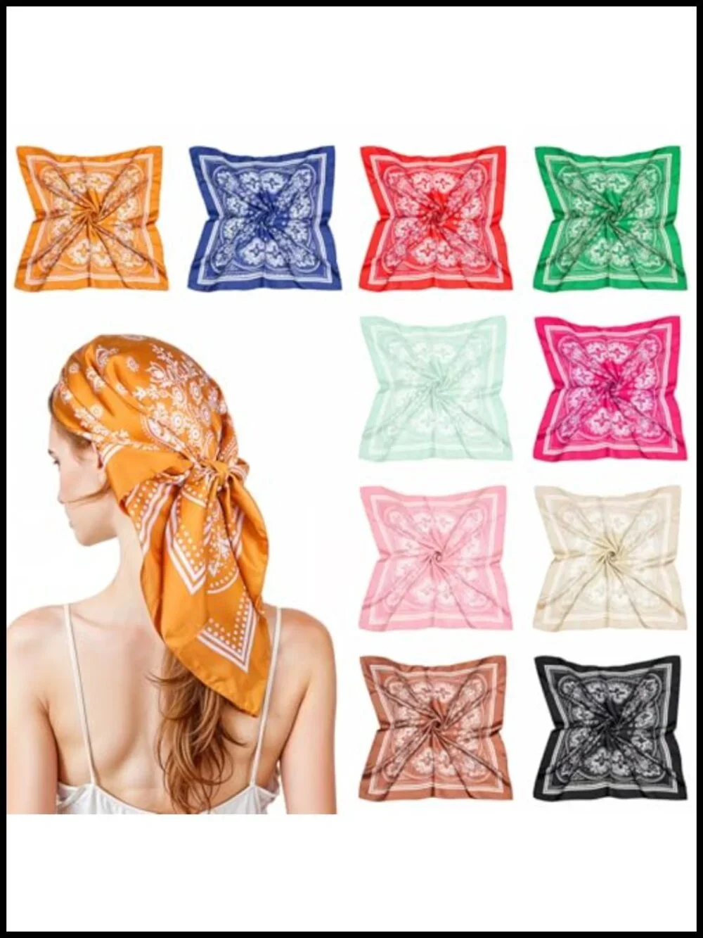 10 Pack Satin Square Silk Head Scarf Neck Scarf Boho Hair Wrap Bandana